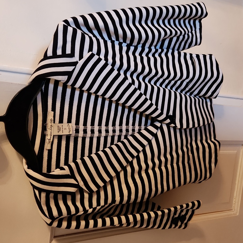 AMERICAN RAG Striped Stretch Rayon Sweater Blazer - Small